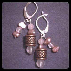 Whisper Pink Rose Quartz & Pearl Earring